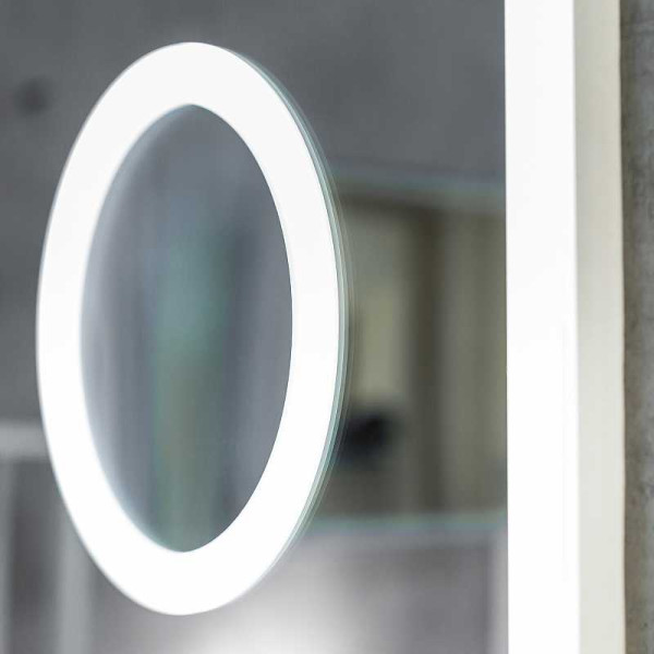 Зеркало с подсветкой Континент Bliss Led 800*700 с с увеличительным зеркалом, часами (ЗЛП334) Зеркало с подсветкой Континент Bliss Led 800*700 с с увеличительным зеркалом, часами (ЗЛП334)