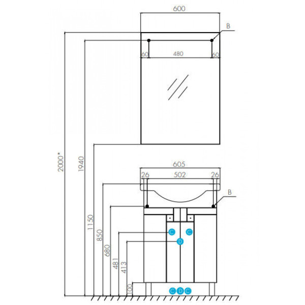 Тумба напольная Aquaton Фиджи 554x340x700 белый (1.A179.6.01F.G01.0)