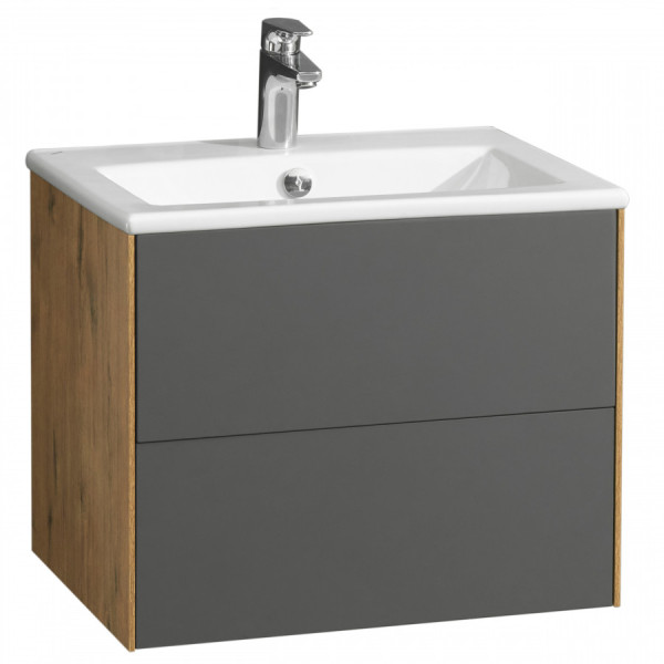 Тумба подвесная Aquaton Сохо 588x455x482 черный софт, дуб веллингтон (1.A258.0.01A.JA0.0)