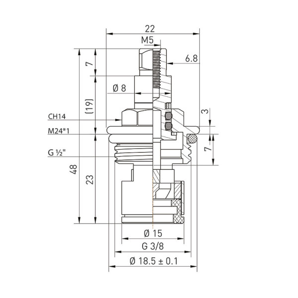 Кран-букса Melodia керамика 3/8" квадрат (подх. к Ex-Promt) 2шт/уп (MKP34118BL)