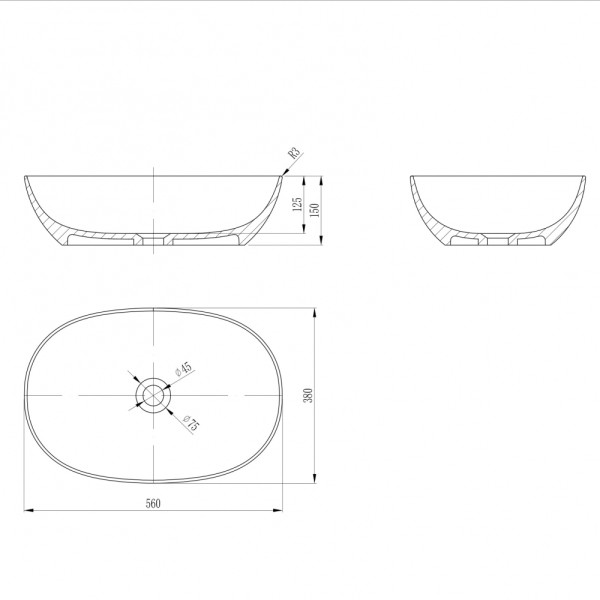 Раковина накладная Stein (белый матовый)