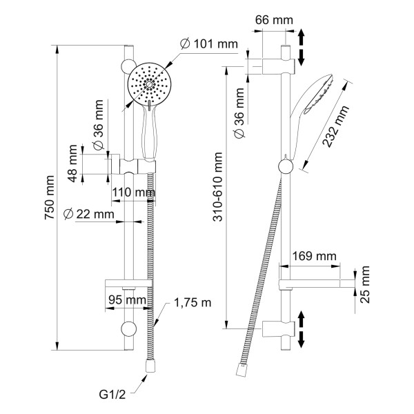 Душевой гарнитур Swedbe Calypso хром (5081)