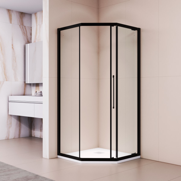 Душевой уголок RGW Passage PA-86-B NEW 100x100x195 стекло прозрачное, профиль черный (38088600-14N)
