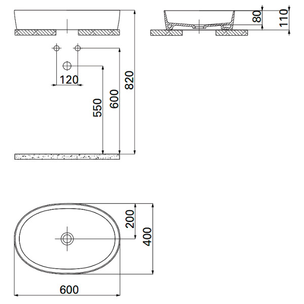 Раковина накладная Creavit Loop 70x40 белая (LP171-00CB00E-0000) Раковина накладная Creavit Loop 70x40 белая (LP171-00CB00E-0000)