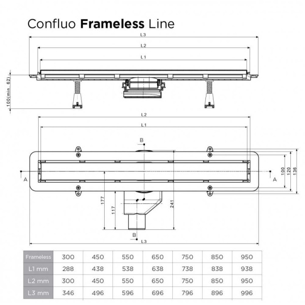 Душевой лоток Pestan Confluo Frameless Line 950 Gold золото глянец/полая под плитку, без рамки (13701225)