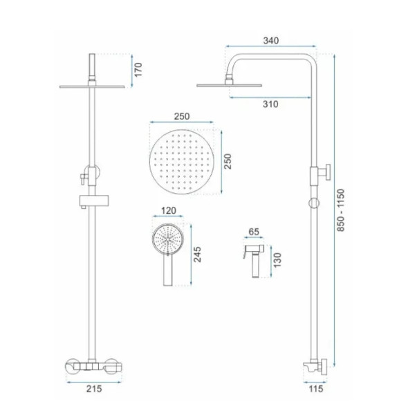 Душевая система на четыре режима Rea Max Chrom (REA-P6616)