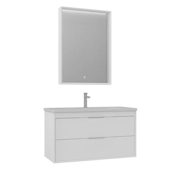 Тумба подвесная Orka Clay 1000x500x520 с раковиной белый матовый (5004385)