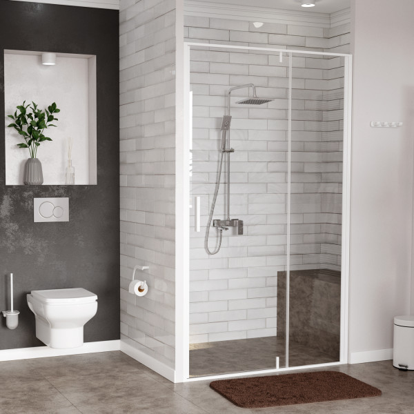 Душевая дверь WasserKraft Neime 90*200 стекло прозрачное, профиль белый (19P04)