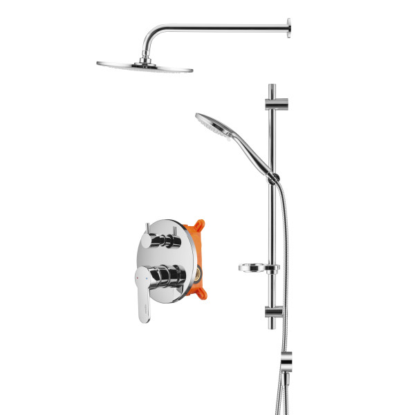 Смеситель для душа встраиваемый Swedbe Platta (с монтажным боксом) и верхним душем хром (5536)