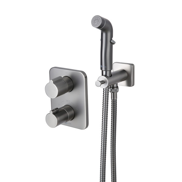 Смеситель с гигиеническим душем Lemark Bronx встраиваемый графит (LM3740GM)