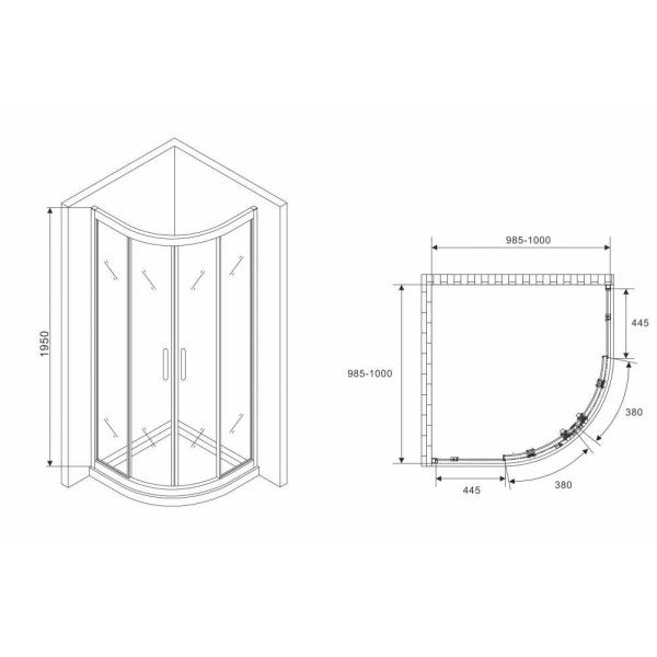 Душевой уголок Abber Schwarzer Diamant 100x100 стекло прозрачное, профиль профиль хром (AG01100)