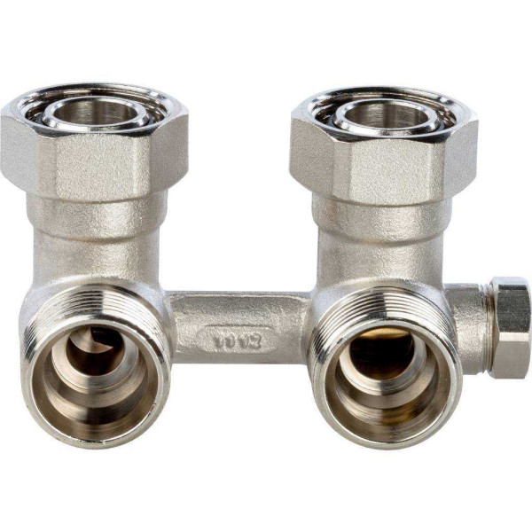 Фитинг двойной угловой со встроенным шаровым краном 3/4" с байпасом Stout (для однотрубной системы) SVH-0003-000020 Фитинг двойной угловой со встроенным шаровым краном 3/4" с байпасом Stout (для однотрубной системы) SVH-0003-000020