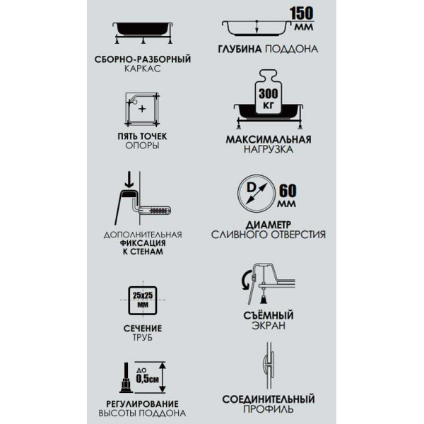 Душевой поддон Melodia Square 80х80 белый (MTYSQ8080H) Душевой поддон Melodia Square 80х80 белый (MTYSQ8080H)