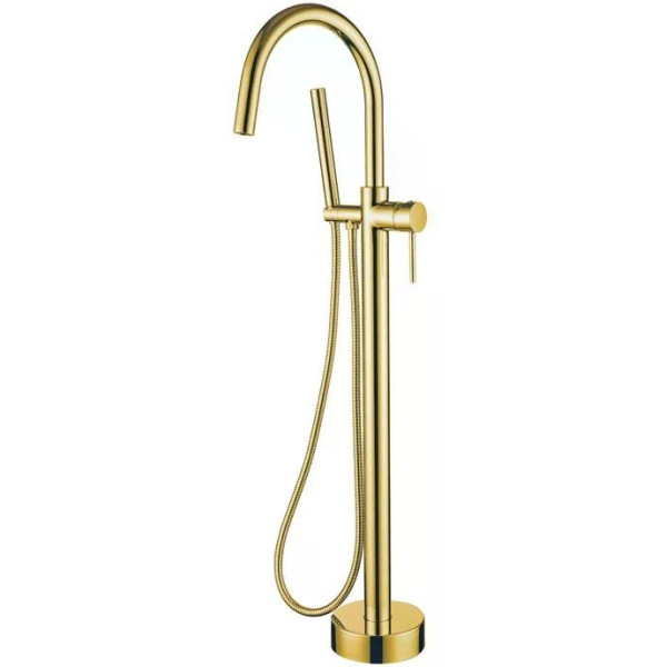 Смеситель напольный Boheme Uno золотой с душевым комплектом (469-G)