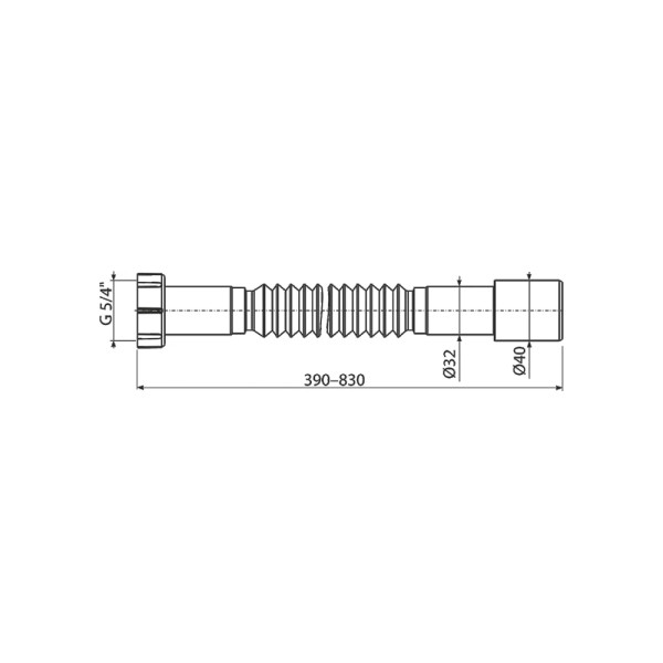 Отвод гофрированный переходной AlcaPlast 1 1/4"x32/40 390-830 A750 c плоской прокладкой (A750)