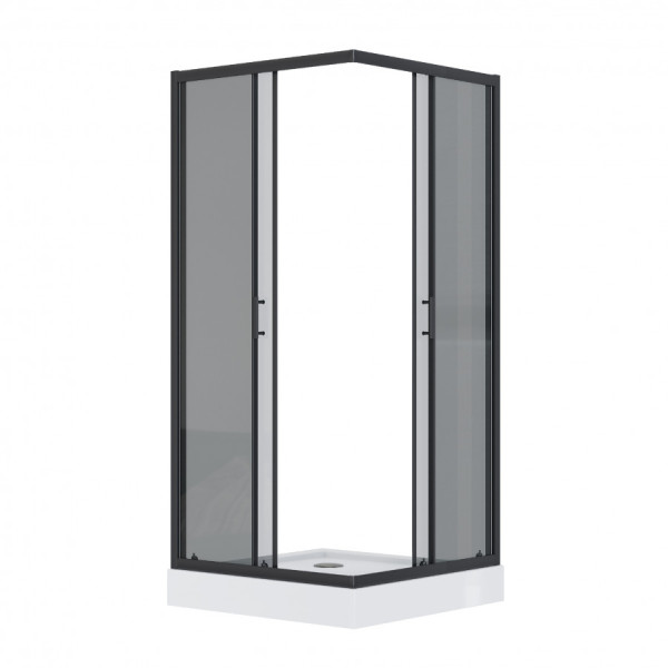 Душевой уголок Santek Вэлия 90x90x195 стекло (прозрачное, профиль черный (1WH501797)