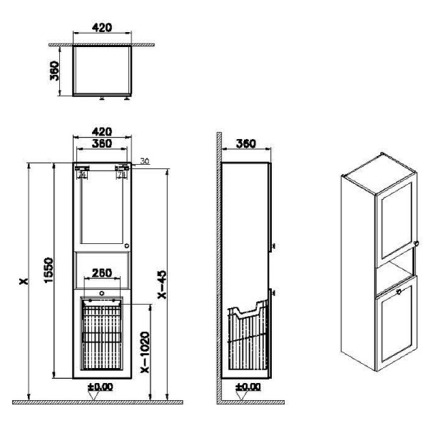 Пенал подвесной Vitra Root Classic 40 см с корзиной, матовый темно-синий, левосторонний (68522) Пенал подвесной Vitra Root Classic 40 см с корзиной, матовый темно-синий, левосторонний (68522)