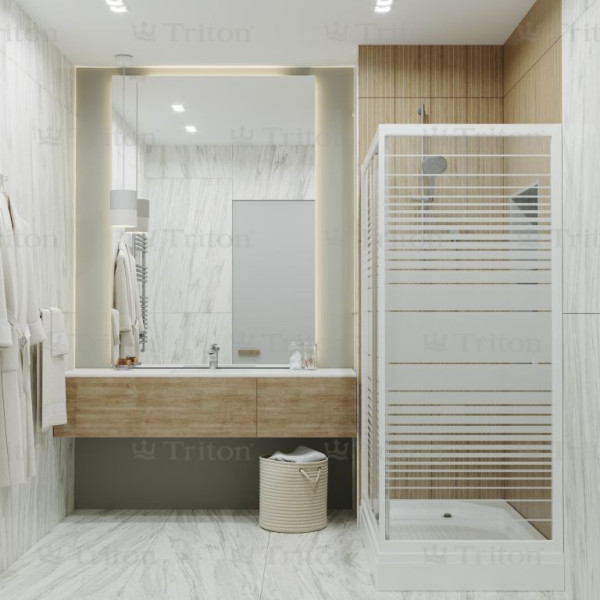 Душевой уголок Triton Фьюжн 1000*800*2020 стекло прозрачное с рисунком, профиль белый (DK246)