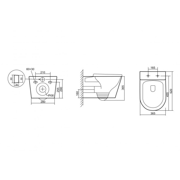 Унитаз подвесной Triton Verso с сиденьем микролифт, белый (VO-0832)