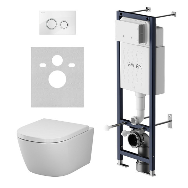 Комплект инсталляция с унитазом AM.PM ErgoFit с клав L белый глянц с подв унит Libre 49 Aquaspin (IS110101.601900)