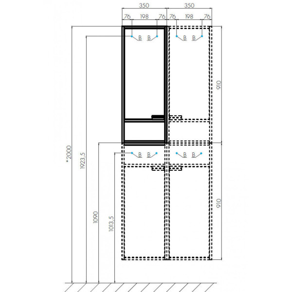 Пенал подвесной Aquaton Флай 350x240x910 L белый, дуб крафт (1.A237.9.03F.AX1.L)