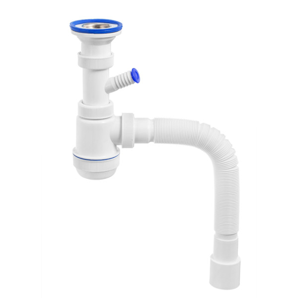 Сифон для раковины Wirquin Мини Элит 1 1/2"x40/50 мм. L800 чаша 63 мм, с отводом (30980679)