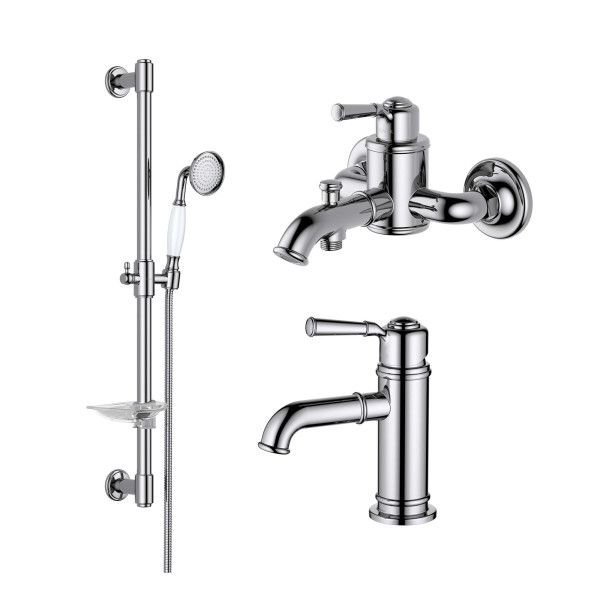 Комплект смесителей Aquatek Классик 3 в 1 AQ1510CR+AQ1540CR+AQ2020CR хром (AQ1530CR)