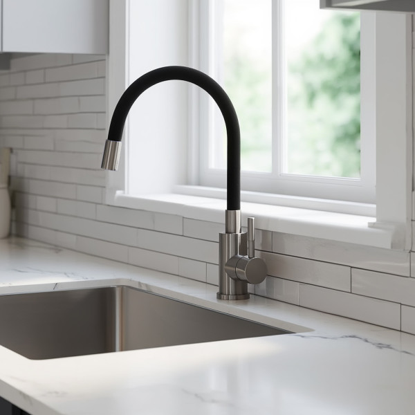 Смеситель для кухни Wesnaart Eco с гибким изливом черный (EKO05-140GunMetal) Смеситель для кухни Wesnaart Eco с гибким изливом черный (EKO05-140GunMetal)