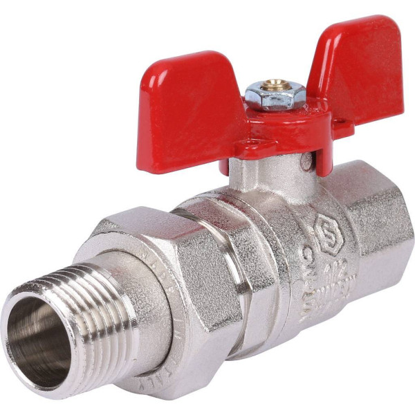 Кран 3/4" шаровый со сгоном Stout ГОСТ (красная бабочка, полнопроходной, EPDM) SVB-1007-200020 Кран 3/4" шаровый со сгоном Stout ГОСТ (красная бабочка, полнопроходной, EPDM) SVB-1007-200020