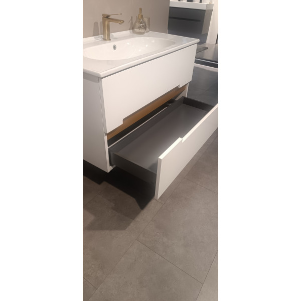 Тумба подвесная Orka Lodi 800x500x570 с раковиной белый, золото (5005884)