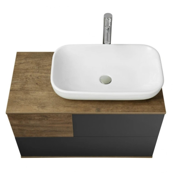 Тумба-умывальник Aquaton Терра 85 Дуб Кантри/Антрацит/1A73313KLK010 Раковина Лола (1A2472K2TEKA0)