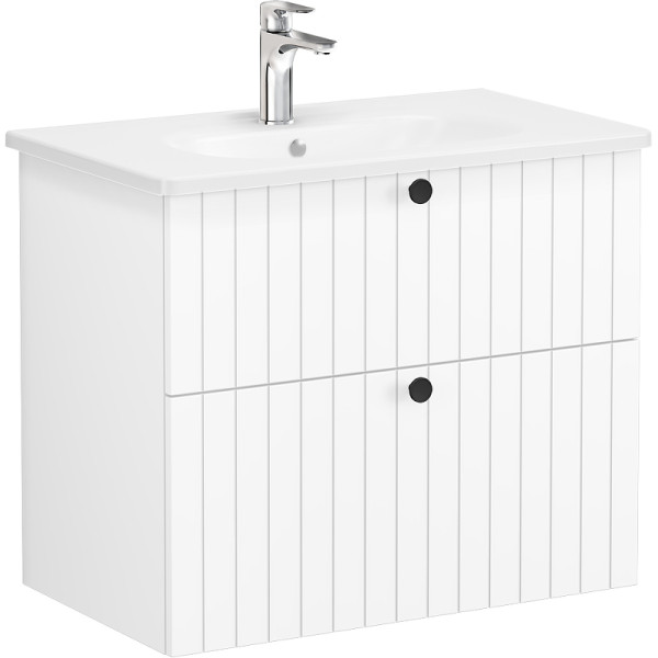 ТУмба подвесная Vitra Root Groove 80 см с круглой раковиной, 2 ящика, матовый белый (69436)