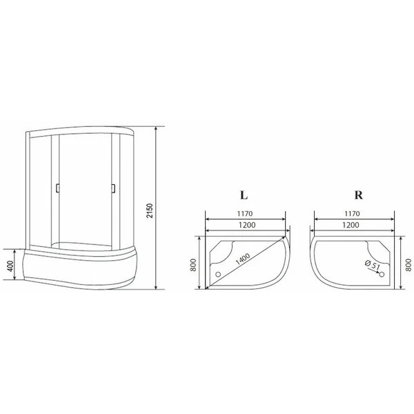 Душевая кабина Loranto Sunway 120x80 стекло тонированное, профиль белый (CS-66120L G 120*80*215)