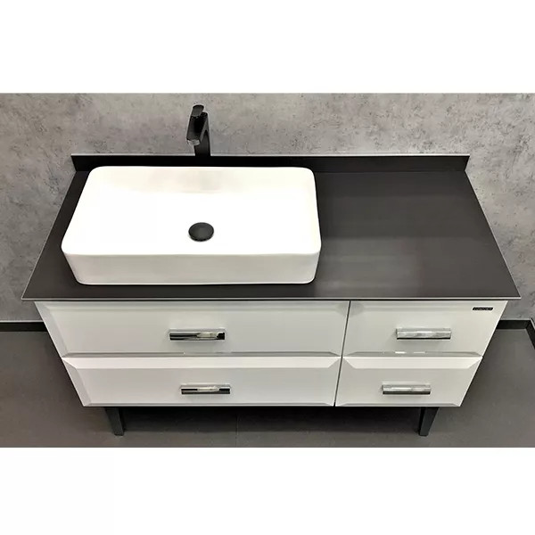 Тумба подвесная с раковиной Comforty Империя 1200x520x890 белый глянцевый/графит (00-00013788)