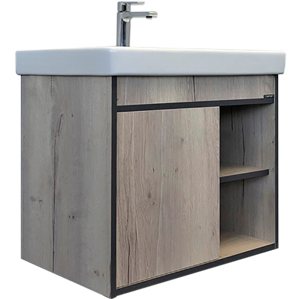 Тумба подвесная с раковиной Comforty Вена 700x450x610 дуб дымчатый (00-00008929)