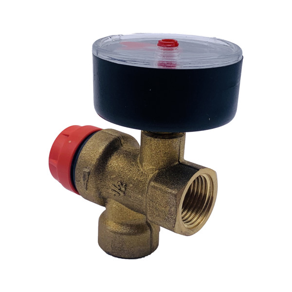 Клапан предохранительный с манометром RBM 1/2"ВВ 1,5 бар (353.04.10)