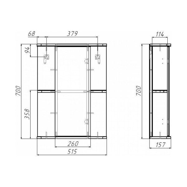 Шкаф зеркальный Домино Норма 2-50 правый (DA1608HZ) Шкаф зеркальный Домино Норма 2-50 правый (DA1608HZ)