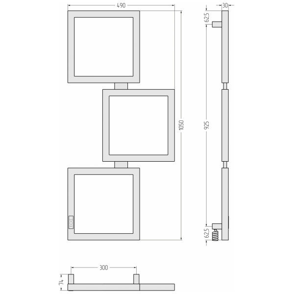 Полотенцесушитель электрический Сунержа Этюд 1050х500 провод слева / справа матовый белый (30-0846-1050)