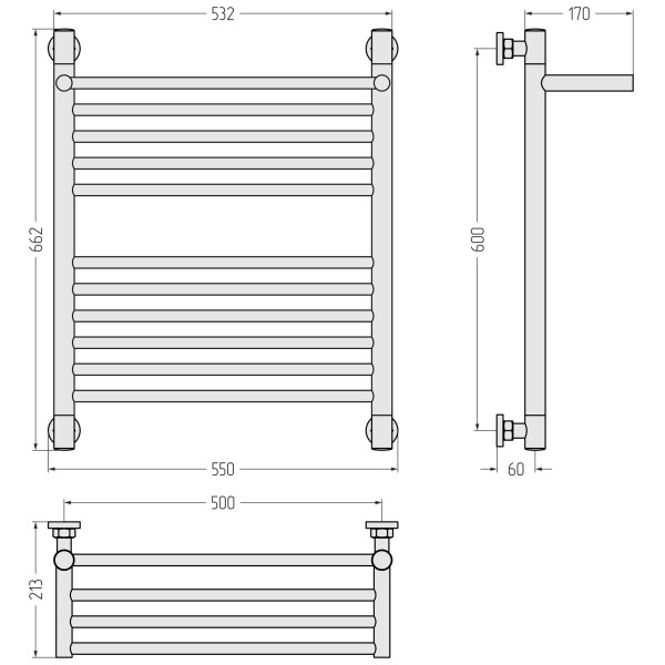 Полотенцесушитель водяной Сунержа Богема 1 П + Да 600x500 матовый белый (30-0223-6050) Полотенцесушитель водяной Сунержа Богема 1 П + Да 600x500 матовый белый (30-0223-6050)