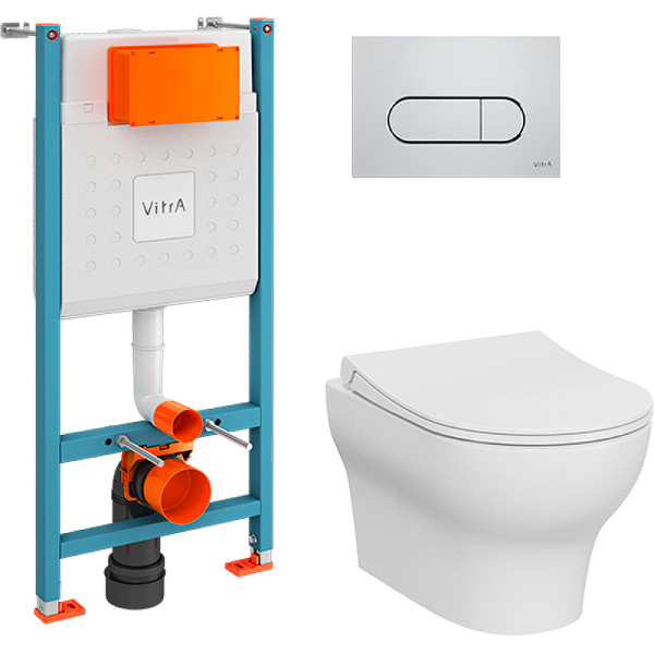 Комплект инсталляция с унитазом Vitra Zentrum Round с клавишей смыва, с сиденьем с soft-close (9879B003-7200)