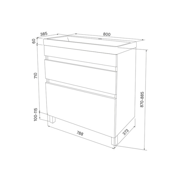 Тумба с умывальником напольная с ящиками Iddis 80x37,3 белая (ZOD8CBFi95K)