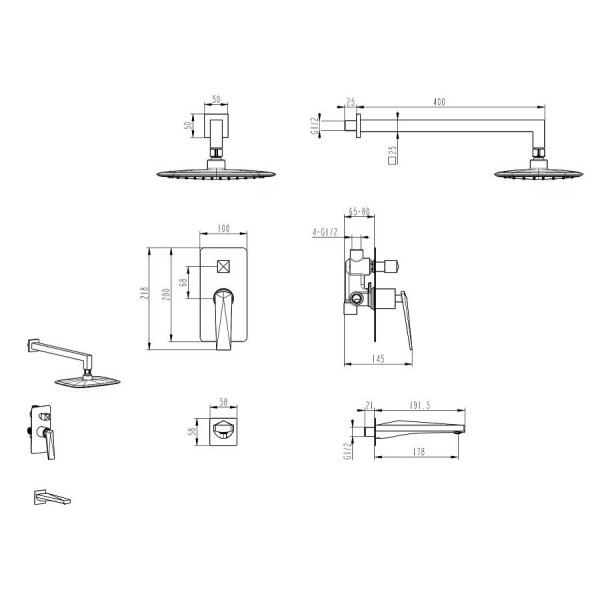 Душевая система Boheme Venturo B (черный) (374-B-2) Душевая система Boheme Venturo B (черный) (374-B-2)