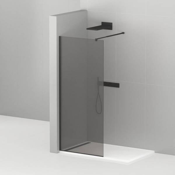 Душевая перегородка Cezares Liberta 80x195 стекло тонированное (графит), профиль черный (LIBERTA-L-1-80-120-GR-NERO)