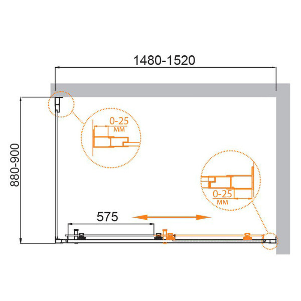 Душевой уголок Cezares Molveno 150x90x195 стекло матовое, профиль хром (MOLVENO-AH-11-150/90-P-Cr)