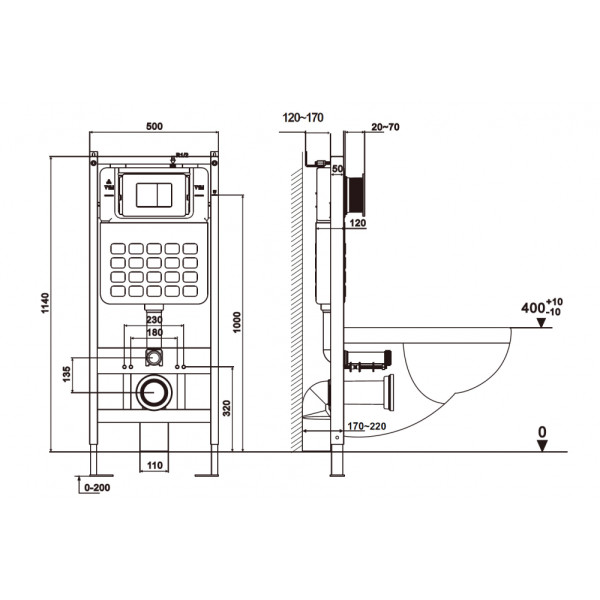 Комплект подвесной унитаз Abber Rechteck AC1220TC белый, с закрытым дном с инсталляцией AC0105 и кнопкой AC0120 хром глянцевый (AC1220TC-AC0105-AC0120 Комплект подвесной унитаз Abber Rechteck AC1220TC белый, с закрытым дном с инсталляцией AC0105 и кнопкой AC0120 хром глянцевый (AC1220TC-AC0105-AC0120