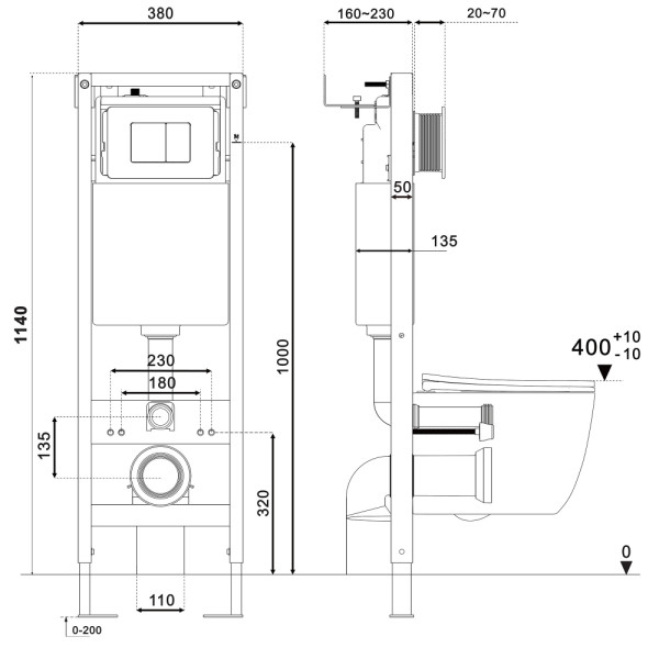 Инсталляция для подвесного унитаза Abber узкая (AC0110)