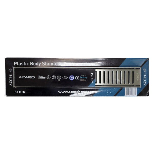 Душевой лоток горизонтальный Azario 400 выход 40 Stick хром