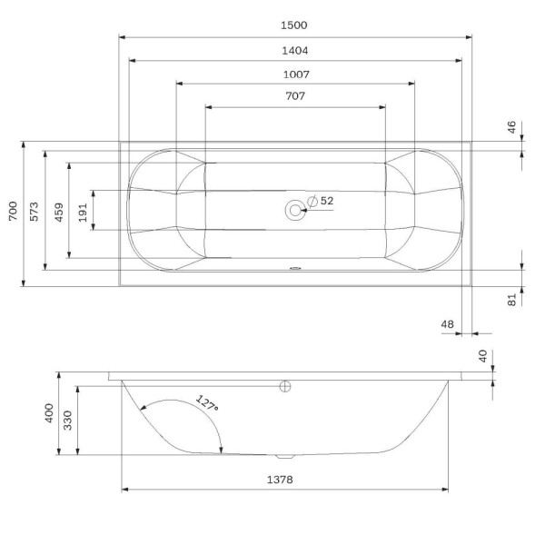Ванна акриловая AM.PM Above 150x70 белая (W9XA-150-070W-A) Ванна акриловая AM.PM Above 150x70 белая (W9XA-150-070W-A)