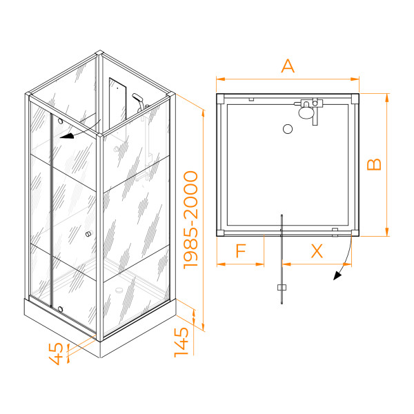 Душевая кабина RGW AN-207 70x70 стекло матовое, профиль белый (411320777-95)