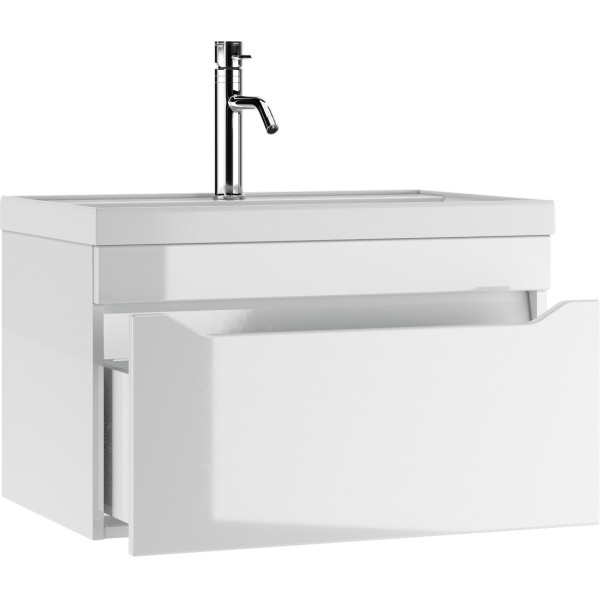 Тумба подвесная под умывальник Bazis 80 Ева с одним ящиком В1 Айсберг Домино (DA5903T)